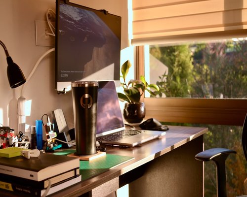 Office desk setup in Colombia